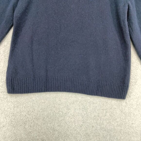 J Crew Pullover Sweater Mens Sz M Wool Navy Blue 1/4 Zip Long Sleeve Tight Knit - Picture 12 of 13